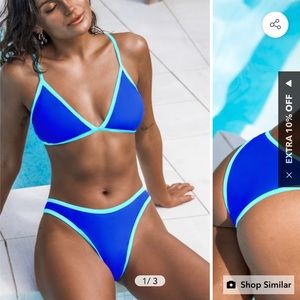 Colorblock V-Neck & Cheeky Hipster Bikini NWT Small